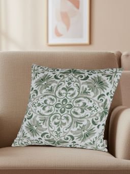 Sivya by Home - Green Modern Print Velvet Cushion Cover (16 x 16 Inches)