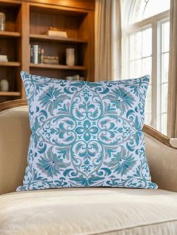 Sivya by Home - Blue Modern Print Velvet Cushion Cover (16 x 16 Inches)