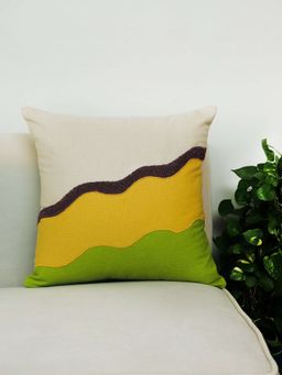 Zeba World - Multi-Color Wave Printed Cotton Blend Cushion Cover (18 x 18 Inches)