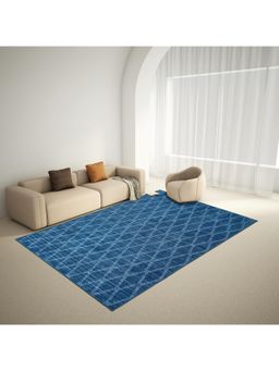 Welspun - Blue Wonderful Polyester Machine Tufted Geometric Bedside Runner