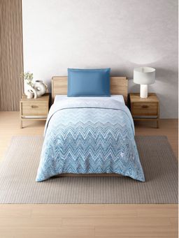 SPACES - Blue Zera Hygro Cotton Percale Geometric Quilt (Single)