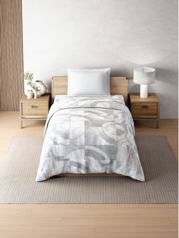 SPACES - Grey Zera Hygro Cotton Percale Geometric Quilt (Single)