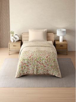 SPACES - Beige Zera Hygro Cotton Percale Floral Quilt (Single)