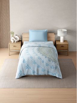 SPACES - Blue Zera Hygro Cotton Percale Ornate Quilt (Single)