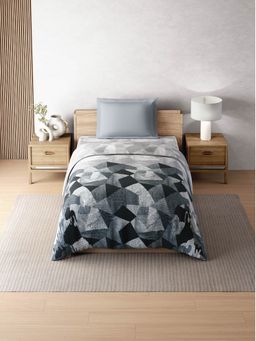 SPACES - Grey Zera Hygro Cotton Percale Geometric Quilt (Single)