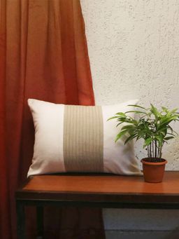 Zeba World - Cream Technique with Pin Tuck Cotton Blend Pillow Cover (14 x 19 Inches)