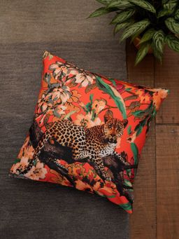 Zeba World - Orange Leopard Cushion Cover (16 x 16 Inches)