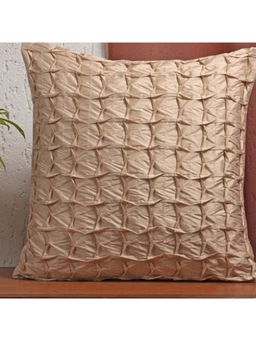 Zeba World - Brown Pleated Technique Polyester Cushion Cover (16 x 16 Inches)