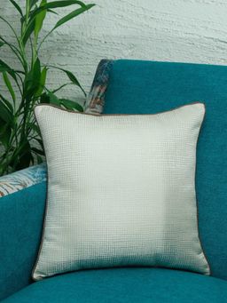Zeba World - Off White Solid Polyester Cushion Cover (16 x 16 Inches)