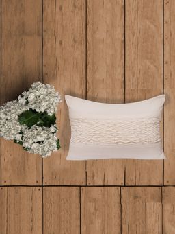 Zeba World - White Pleated Technique Cotton Pillow Cover (12 x 18 Inches)