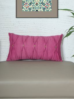 Zeba World - Pink Pleated Stitch Technique Polycotton Pillow Cover (12 x 22 Inches)
