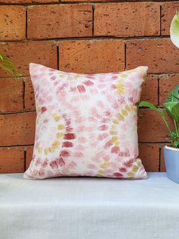 Zeba World - Pink Hand Painted Gold Strokes Polycotton Cushion Cover (16 x 16 Inches)