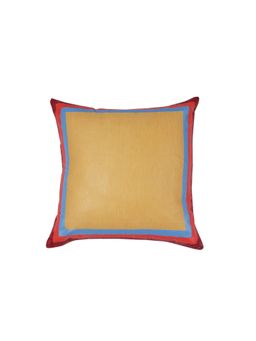 Zeba World - Beige Hand Painted Linen Cushion Cover (16 x 16 Inches)