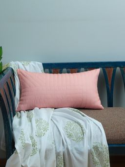 Zeba World - Pink Quilted Technique Pillow Cover (12 x 22 Inches)