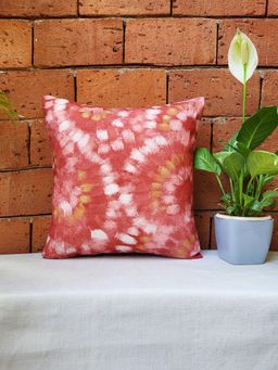 Zeba World - Pink Hand Painted Gold Strokes Polycotton Cushion Cover (16 x 16 Inches)