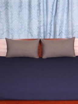 Zeba World - Navy Blue Solid Textured Polycotton Bed Cover with 2 Pillow Covers (Queen)