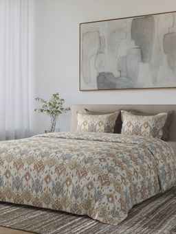 SANSAAR A D'DECOR BRAND LIVE CONSCIOUSLY - Valore Baked Clay Red Bedsheet with 2 Pillow Covers (King)