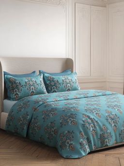 SANSAAR A D'DECOR BRAND LIVE CONSCIOUSLY - Gulmarg Coastal Blue Bedsheet with 2 Pillow Covers (King)