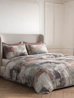 SANSAAR A D'DECOR BRAND LIVE CONSCIOUSLY - Overlay Burnish Pink Bedsheet with 2 Pillow Covers (King)