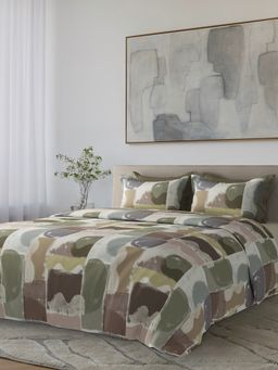 SANSAAR A D'DECOR BRAND LIVE CONSCIOUSLY - Quantas Forest Green Bedsheet with 2 Pillow Covers (King)