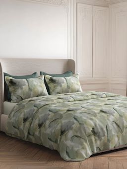 SANSAAR A D'DECOR BRAND LIVE CONSCIOUSLY - Marbles Avocado Green Bedsheet & 2 Pillow Covers (King)