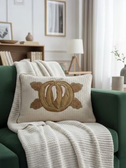 BELIHODE - Beige Spellbound Pumpkin Lumbar Pillow Cover (12 x 18 Inches)