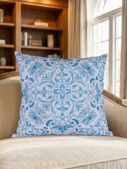 Sivya by Home - Blue Modern Print Velvet Cushion Cover (16 x 16 Inches)