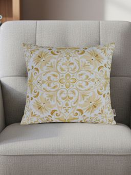Sivya by Home - Yellow Modern Print Velvet Cushion Cover (16 x 16 Inches)