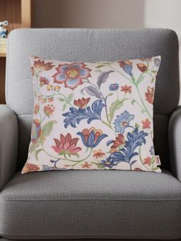Sivya by Home - White Elegant Vintage Floral Cushion Cover (18 x 18 Inches)