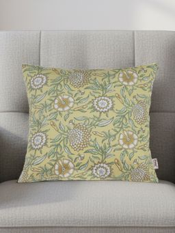 Sivya by Home - Yellow Elegant Vintage Floral Cushion Cover (16 x 16 Inches)