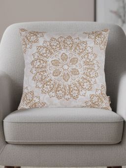 Sivya by Home - Brown Velvet Modern Print Cushion Cover (16 x 16 Inches)