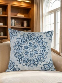 Sivya by Home - Blue Velvet Modern Print Cushion Cover (16 x 16 Inches)