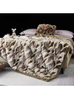 The Gharnish - Beige Korean Cashmere Panther Fur Blanket (Double)
