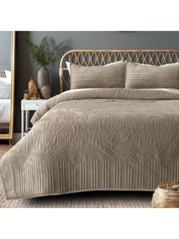 The Gharnish - Beige Warmth & Comfort Bedsheet with 2 Pillow Covers (Double)