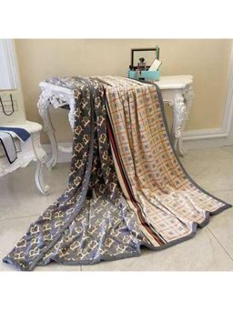 The Gharnish - Beige Sophisticated Geometric Blanket (Double)