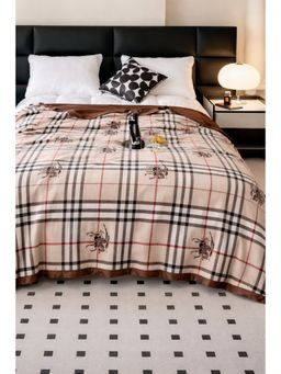 The Gharnish - Beige Sophisticated Geometric Blanket (Double)