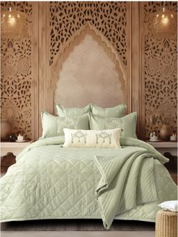 The Gharnish - Green Wedding Bells Designer Luxurious 7 Piece Bedding Set (Double)