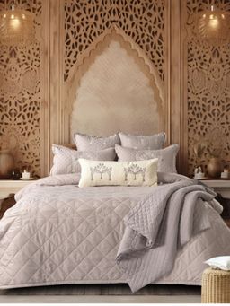 The Gharnish - Pink Wedding Bells Designer Luxurious 7 Piece Bedding Set (Double)