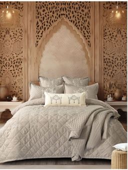 The Gharnish - Grey Wedding Bells Designer Luxurious 7 Piece Bedding Set (Double)