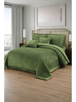 The Gharnish - Green Blush Luxury Quilted Bed Cover with 2 Pillow & Cushion Covers (Double)