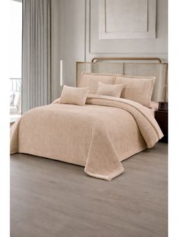 The Gharnish - Peach Blush Luxury Quilted Bed Cover with 2 Pillow & Cushion Covers (Double)