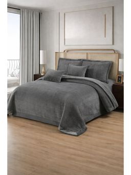 The Gharnish - Grey Blush Luxury Quilted Bed Cover with 2 Pillow & Cushion Covers (Double)