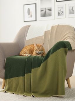 PLUCHI - Cozy Kaleidoscope Green Cotton Knitted Throw