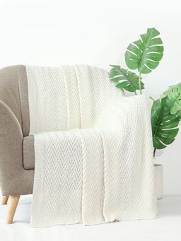 PLUCHI - Elsa Ivory Cotton Knitted Throw