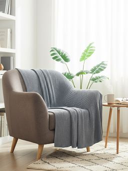 PLUCHI - Henry Blue Grey Cotton Knitted Throw