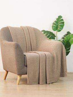 PLUCHI - Nordic Hug Sandy Brown Cotton Knitted Throw