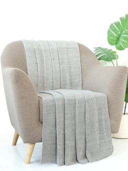 PLUCHI - Ombre Moss Knit Grey Melange Cotton Knitted Throw