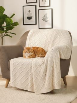 PLUCHI - Shannon Natural Beige Cotton Knitted Throw