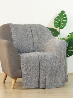 PLUCHI - Tagus Grey Cotton Knitted Throw
