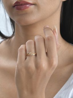 Ornate Jewels - 14K Yellow Gold 0.06 Carat Lab Grown Diamond Dazzling Band Ring for Women & Girls